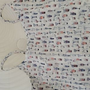 Spaghetti strap tank top with mixed drink design